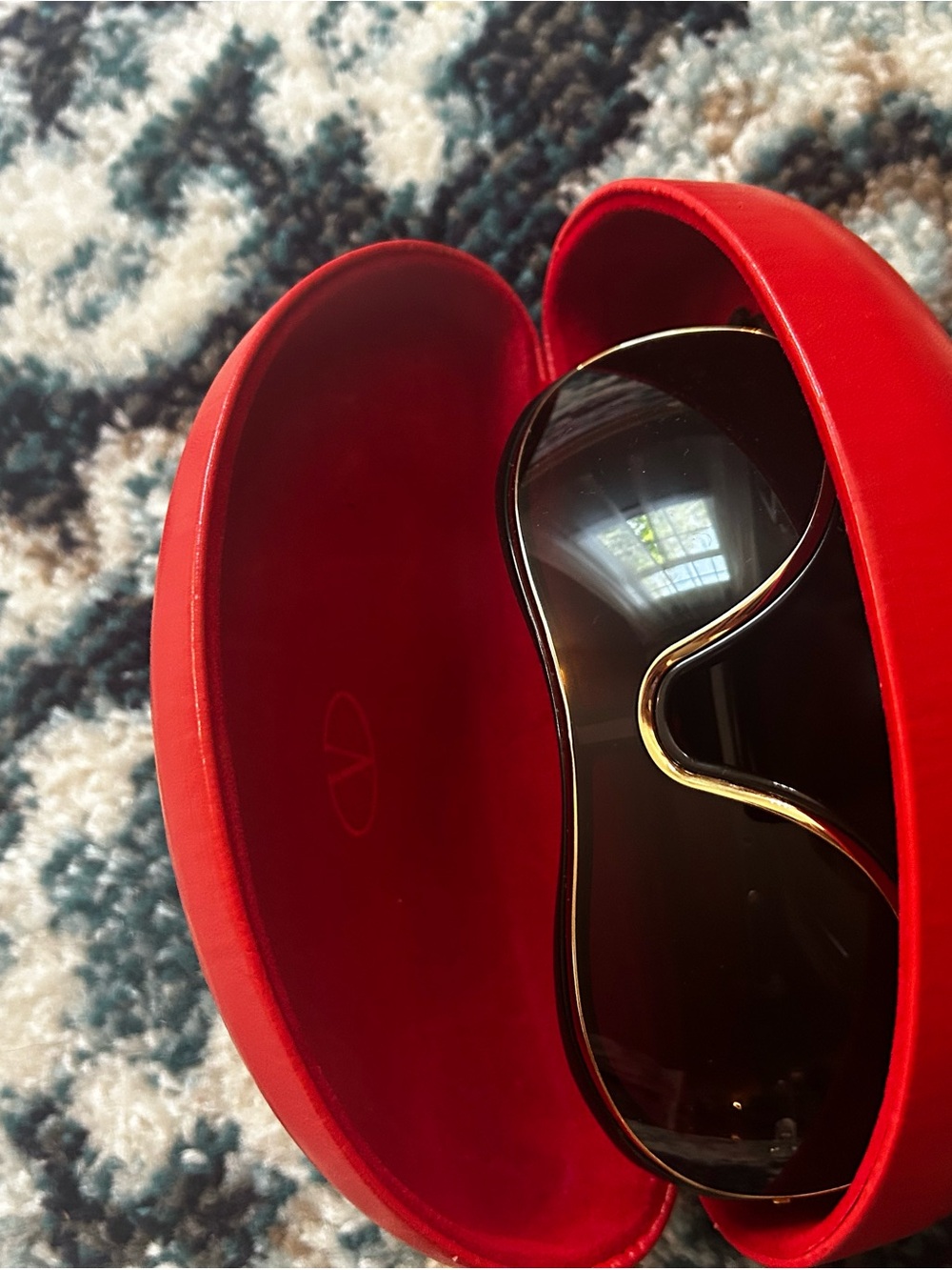 Valentino Red Logo Hard Shell Sunglasses Case